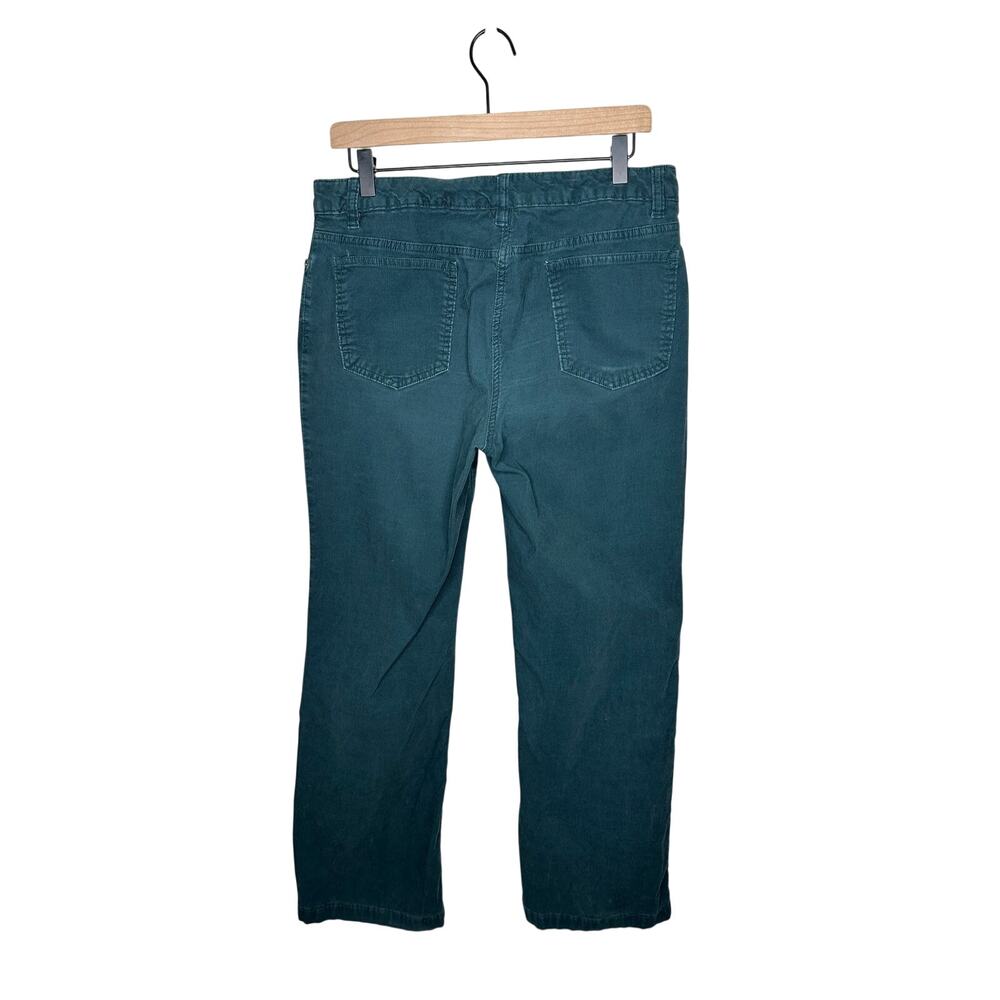 Lands End Pants Women 10 Green Corduroy High Rise Straight Leg Stretch Fit 2 EUC